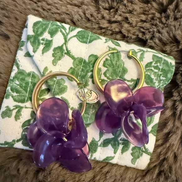 EUC - Sezane Flora hoops earrings - violet - Picture 5 of 7
